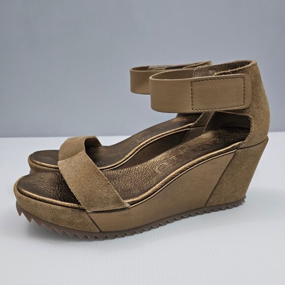 Pedro Garcia Fidelia Platform Wedge Sandal Womens EU 38.5 Brown Brass Suede - Picture 14 of 14